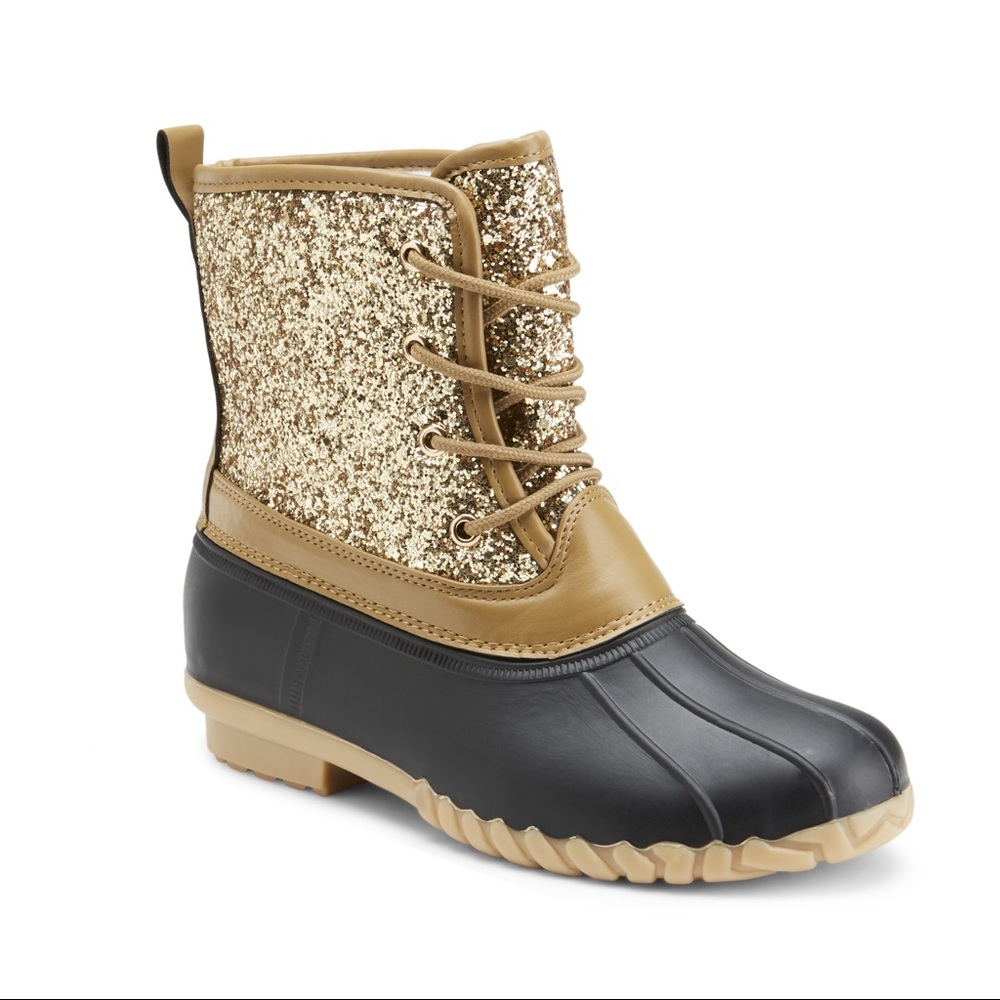 LADIES GOLD GLITTER DUCK BOOTS BUNDLE